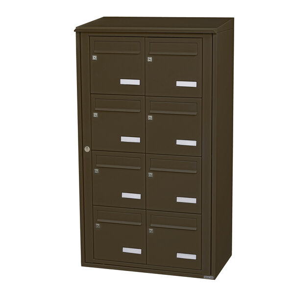 Bloc collectif leabox.com  2x4  grade 3  simple face  Extérieur  fixation murale  Brun Sepia RAL 8014 finition brillante