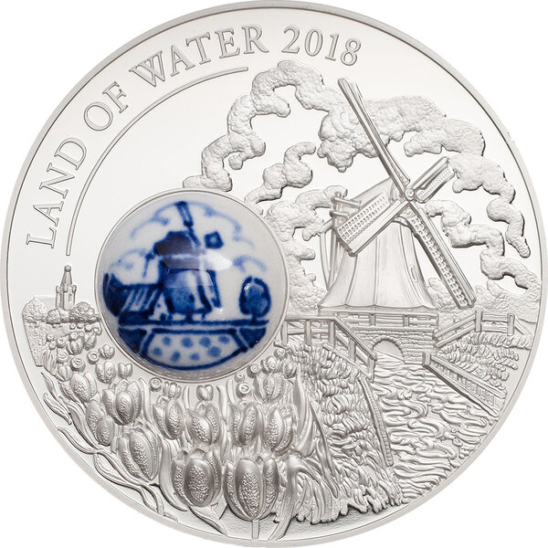 Pièce de monnaie en Argent 10 Dollars g 50 Millésime 2018 Royal Delft LAND OF WATER