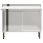 vidaXL Table de travail de cuisine avec portes coulissantes inox