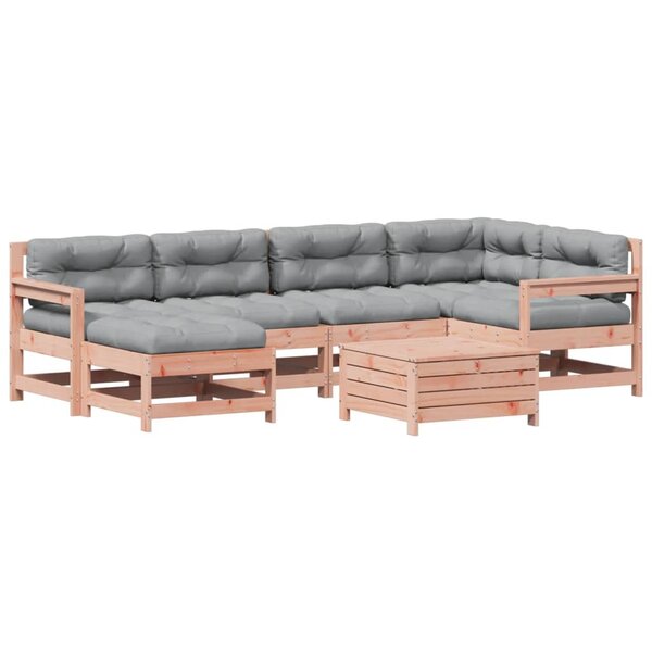 vidaXL Salon de jardin 7 Pièces avec coussins bois massif douglas