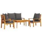vidaXL Salon de jardin 4 Pièces avec coussins Bois d'acacia solide