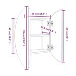 vidaXL Armoire de salle de bain miroir rond et LED Gris 47x47x17 5 cm