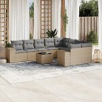 vidaXL Salon de jardin avec coussins 10 Pièces beige résine tressée
