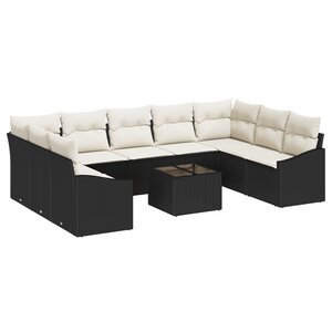 vidaXL Ensemble de Canapé de Jardin 9 Pièces avec Coussins Marron Poly Rattan