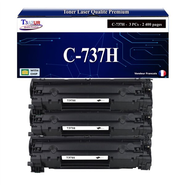 T3AZUR - 3x Toners compatibles avec Canon 737H pour Canon MF-217w MF-226dn MF-229dw MF-231 MF-232w Noir - 2 400p