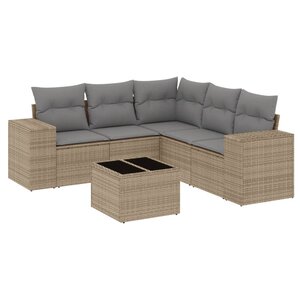 vidaXL Salon de jardin avec coussins 6 Pièces beige résine tressée