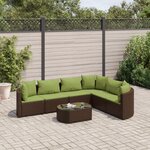 vidaXL Salon de jardin avec coussins 7 Pièces marron résine tressée