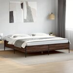 vidaXL Cadre de lit chêne marron 200x200 cm bois d'ingénierie et métal