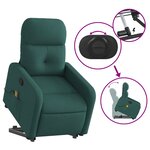 vidaXL Fauteuil inclinable de massage Vert foncé Tissu