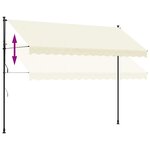 vidaXL Auvent rétractable crème 350x150 m tissu et acier