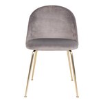 2 chaises de salle à manger en velours gris avec pieds en laiton