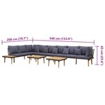 vidaXL Salon de jardin à 8 places avec coussins Bois d'acacia solide