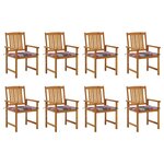 vidaXL Chaises de jardin avec coussins 8 Pièces Bois d'acacia solide