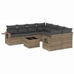 vidaXL Salon de jardin 9 Pièces avec coussins gris clair résine tressée