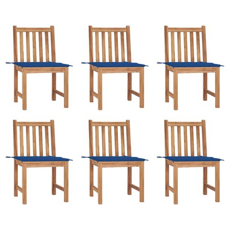 vidaXL Chaises de jardin 6 Pièces avec coussins Bois de teck massif