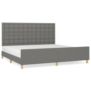 vidaXL Cadre de lit avec tête de lit Gris foncé 200x200 cm Tissu