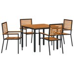 Ensemble de salle à manger de jardin vidaXL 5 pièces Noir Poly Rattan Acacia