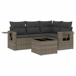 vidaXL Salon de jardin 5 Pièces avec coussins gris résine tressée
