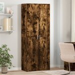 vidaXL Buffet haut chêne fumé 70x35x180 cm bois d'ingénierie