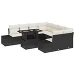 vidaXL Ensemble de canapé de jardin 9 pièces avec coussins en rotin poly noir