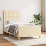 vidaXL Cadre de lit avec tête de lit Crème 90x190 cm Tissu