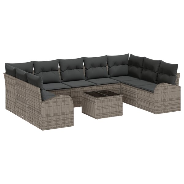 vidaXL Ensemble de Canapé de Jardin 9 Pièces avec Coussins Noir en Rattan