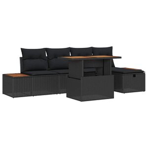 vidaXL Ensemble de canapé de jardin 6 Pièces Noir polyrotin
