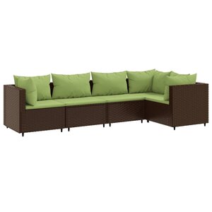 vidaXL Salon de jardin 5 Pièces avec coussins Marron Résine tressée