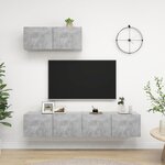 vidaXL Meubles TV 3 Pièces Gris béton Bois d'ingénierie