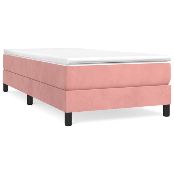 vidaXL Sommier à lattes de lit avec matelas Rose 90x200 cm Velours