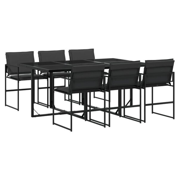 vidaXL Ensemble à manger de jardin 7 Pièces avec coussins noir textilène