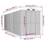 vidaXL Abri de jardin Marron clair 192x606x223 cm Acier galvanisé