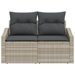 Canapé de jardin 2 places vidaXL avec coussins en poly rotin gris