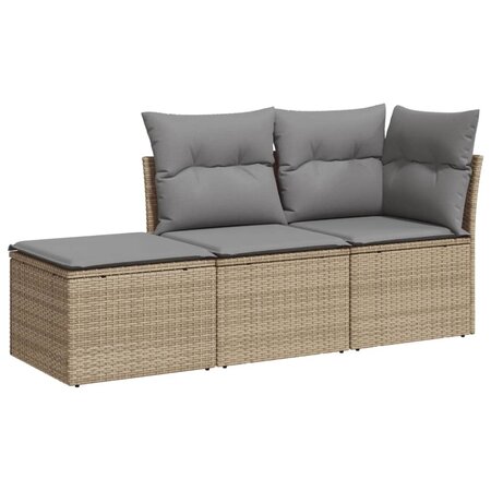 vidaXL Salon de jardin avec coussins 3 Pièces beige résine tressée