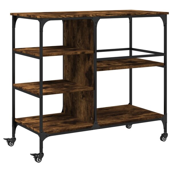 vidaXL Chariot de cuisine chêne fumé 100x45x89 5 cm bois d'ingénierie