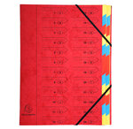 Trieur Agrafé Carte Lustrée avec Élastiques 24 Compartiments Rouge EXACOMPTA