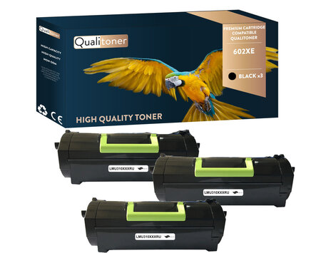 Qualitoner x3 toners 602xe noir compatible pour lexmark