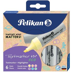 Surligneur 490 eco étui de 6 couleurs pastel PELIKAN