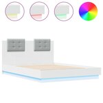 vidaXL Cadre de lit avec tête de lit et lumières LED blanc 135x190 cm