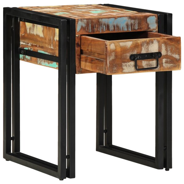 Table d'appoint vidaXL avec tiroir Noir 40x40x50 cm en bois massif de récupération