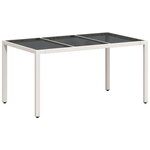 vidaXL Table de jardin avec dessus en verre blanc résine tressée