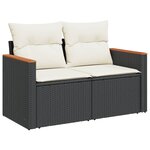 vidaXL Salon de jardin 11 Pièces avec coussins noir résine tressée
