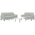 vidaXL Ensemble de canapés 2 Pièces avec coussins Gris clair Velours