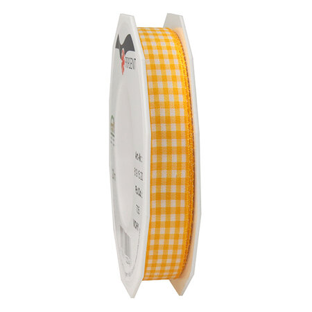 Ruban textile carreau de vichy 20-m-rouleau 15 mm  jaune soleil/blanc