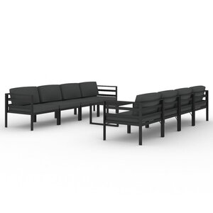 Salon de jardin meuble d'extérieur ensemble de mobilier 9 pièces avec coussins aluminium anthracite 02_0017892