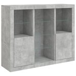 vidaXL Buffets avec lumières LED 3 Pièces gris béton bois d'ingénierie