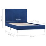 vidaXL Cadre de lit Bleu Tissu 90x200 cm