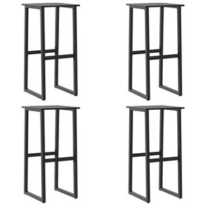 vidaXL Tabourets de bar lot de 4 noir acier enduit de poudre