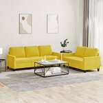 vidaXL Ensemble de canapés 2 Pièces avec coussins Jaune Velours