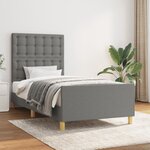 vidaXL Cadre de lit avec tête de lit Gris foncé 100x200 cm Tissu